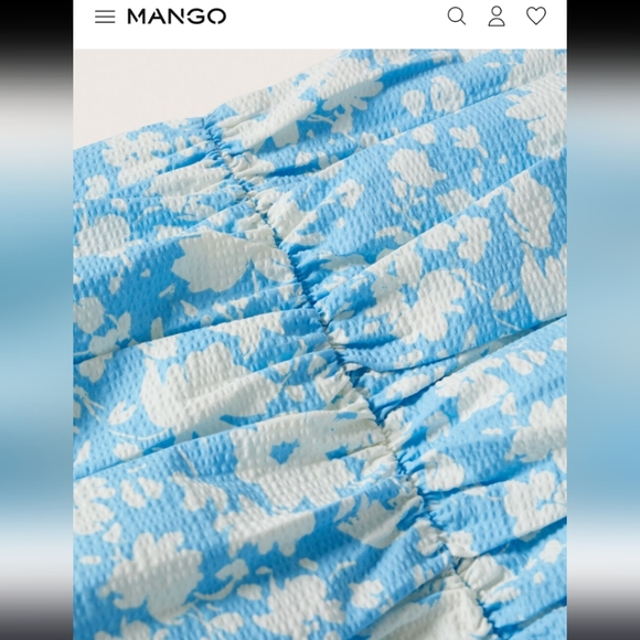 Mango Printed pleated skirt, Floral Blue and White Mini Skirt (Xs) - Picture 4 of 7